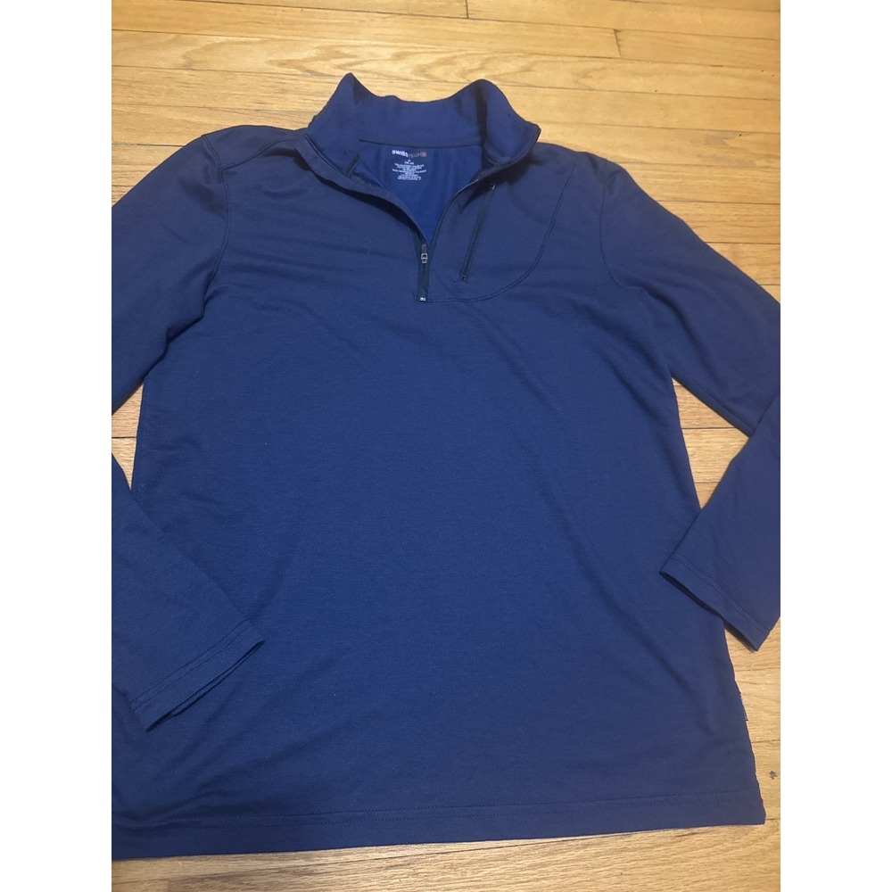 Swiss Tech Mens Quarter Zip Pullover Navy Heather Long Sleeve SWMM80PP Medium